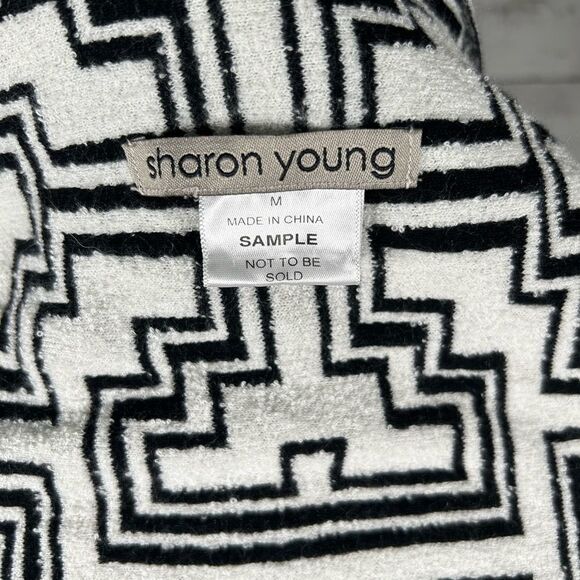 Sharon Young Hi-Low Loose Wrap Geometric Knit Cardigan Sweater M - Picture 9 of 9